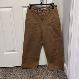 Vans Khaki Brown Mid-Rise Crop Capri Cotton Canvas Material Relaxed Leg Sz 25
